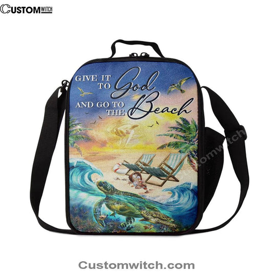 Give It To God And Go To The Beach Lunch Bag, Jesus Hand Turtle Lunch Bag, Christian Lunch Bag, Religious Lunch Box For School, Picnic