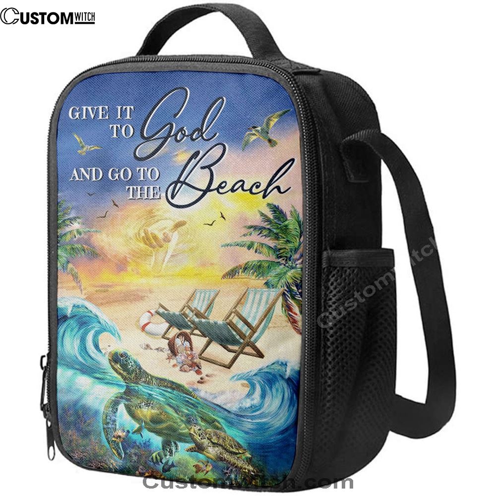 Give It To God And Go To The Beach Lunch Bag, Jesus Hand Turtle Lunch Bag, Christian Lunch Bag, Religious Lunch Box For School, Picnic
