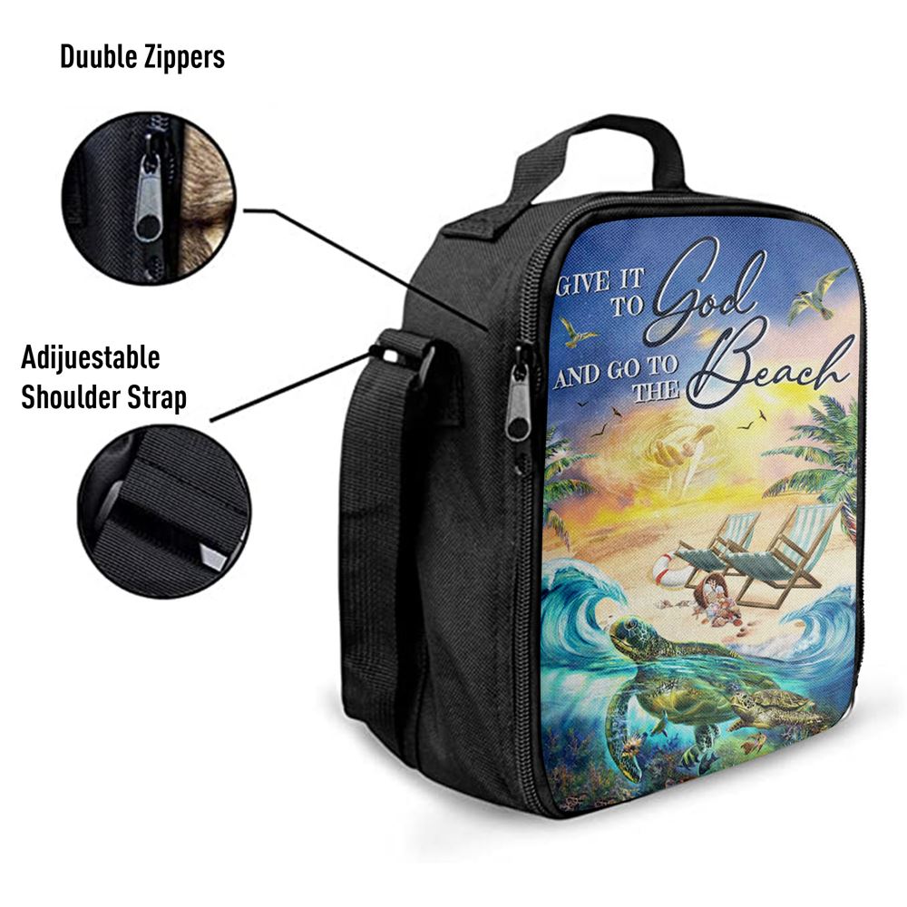 Give It To God And Go To The Beach Lunch Bag, Jesus Hand Turtle Lunch Bag, Christian Lunch Bag, Religious Lunch Box For School, Picnic