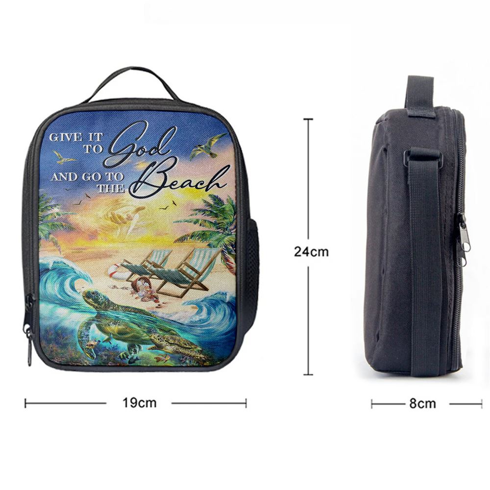 Give It To God And Go To The Beach Lunch Bag, Jesus Hand Turtle Lunch Bag, Christian Lunch Bag, Religious Lunch Box For School, Picnic