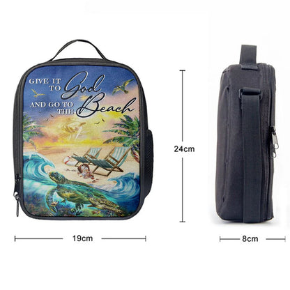 Give It To God And Go To The Beach Lunch Bag, Jesus Hand Turtle Lunch Bag, Christian Lunch Bag, Religious Lunch Box For School, Picnic