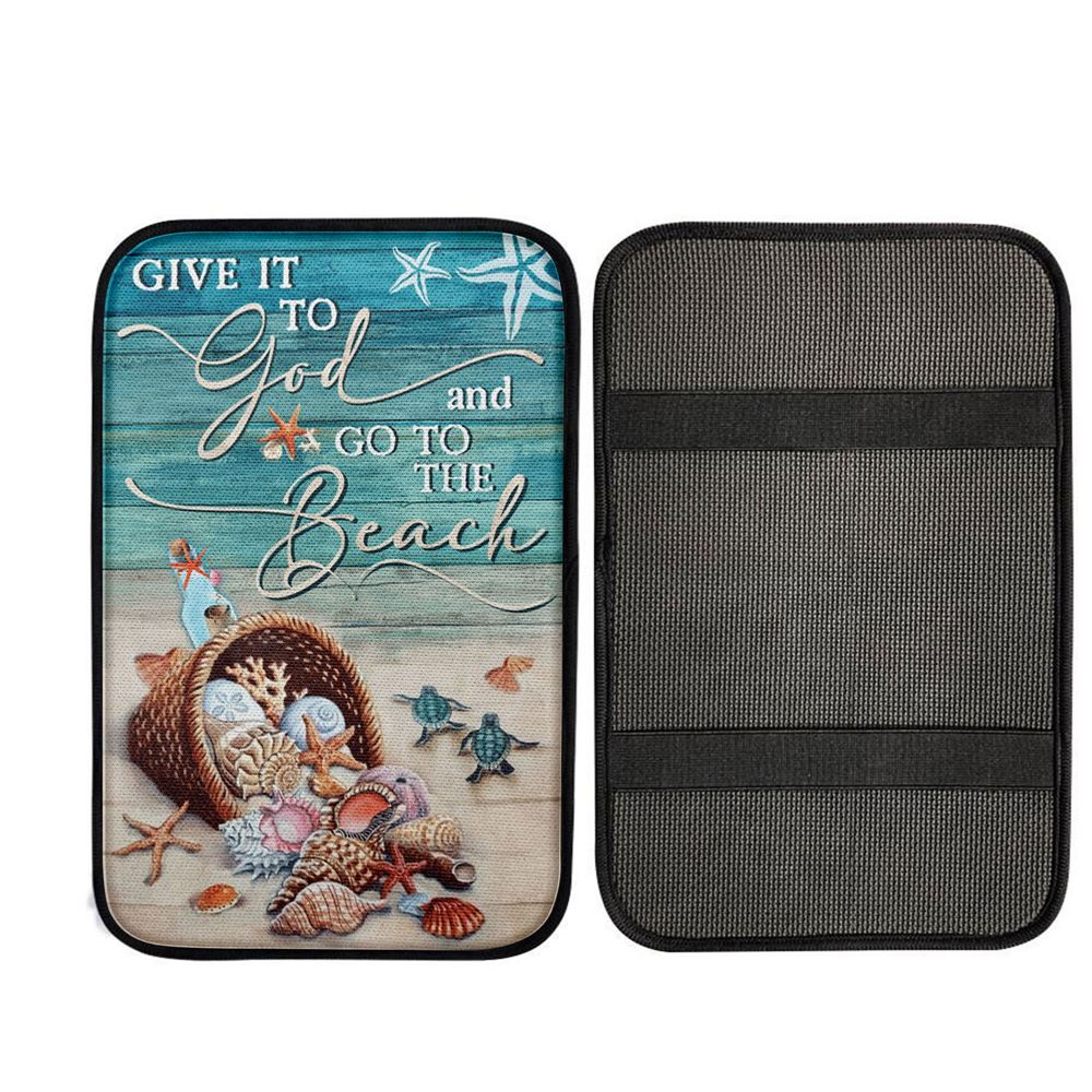 Give It To God And Go To The Beach Turtle Car Center Console Cover, Christian Car Accessories