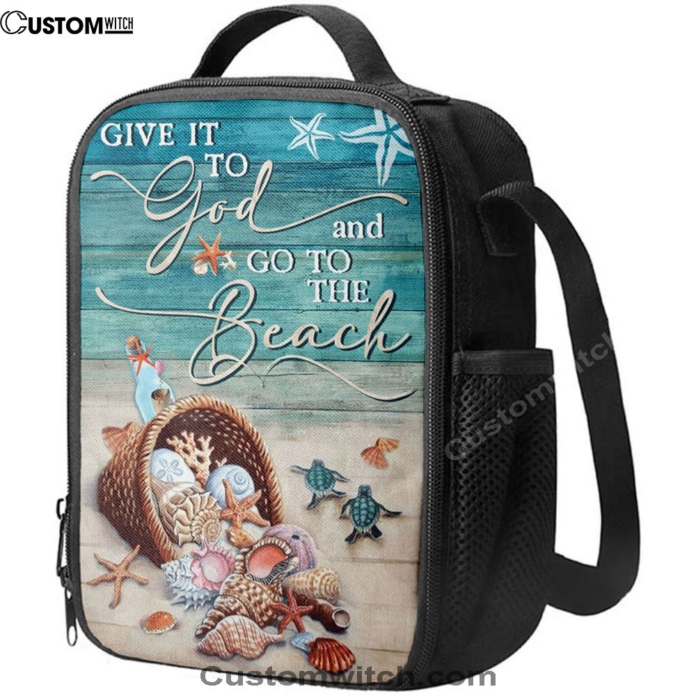 Give It To God And Go To The Beach Turtle Lunch Bag, Christian Lunch Bag, Religious Lunch Box For School, Picnic
