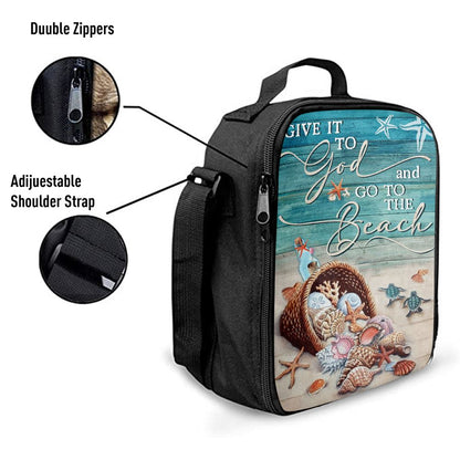 Give It To God And Go To The Beach Turtle Lunch Bag, Christian Lunch Bag, Religious Lunch Box For School, Picnic
