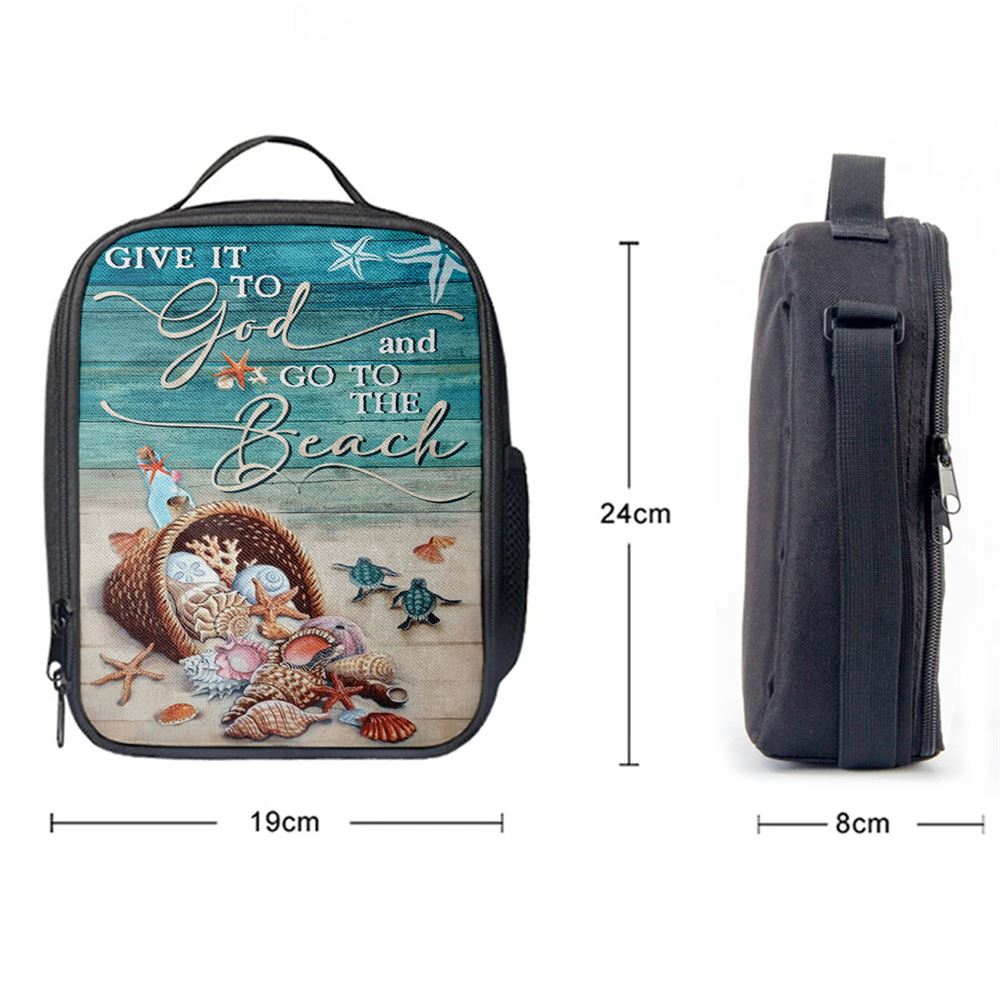 Give It To God And Go To The Beach Turtle Lunch Bag, Christian Lunch Bag, Religious Lunch Box For School, Picnic