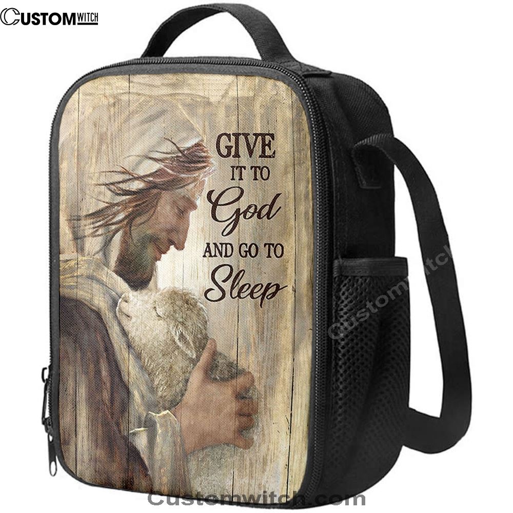 Give It To God And Sleep Jesus And Little Lamb Lunch Bag, Christian Lunch Bag, Religious Lunch Box For School, Picnic