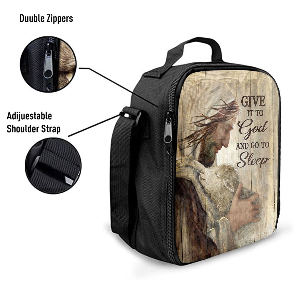 Give It To God And Sleep Jesus And Little Lamb Lunch Bag, Christian Lunch Bag, Religious Lunch Box For School, Picnic
