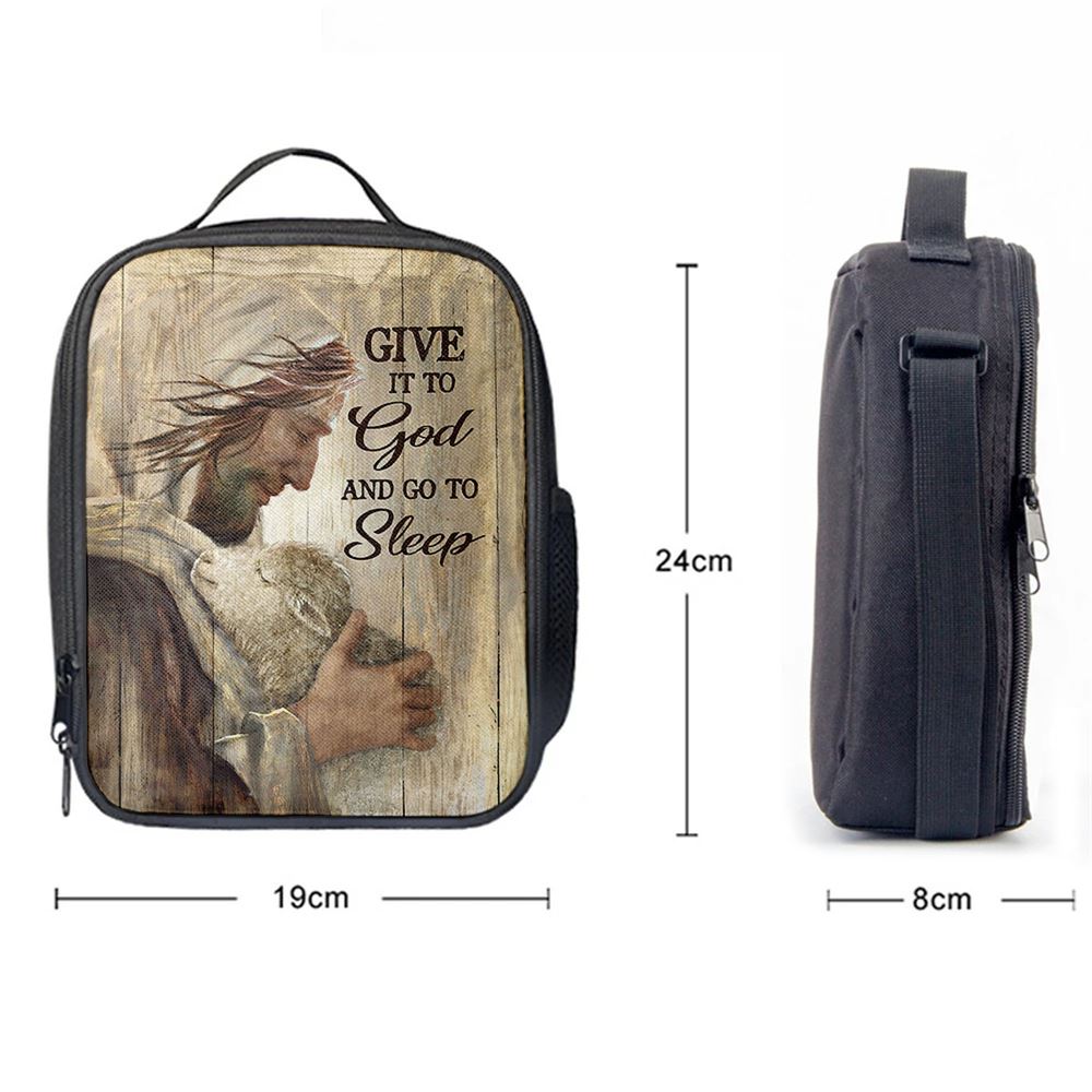 Give It To God And Sleep Jesus And Little Lamb Lunch Bag, Christian Lunch Bag, Religious Lunch Box For School, Picnic