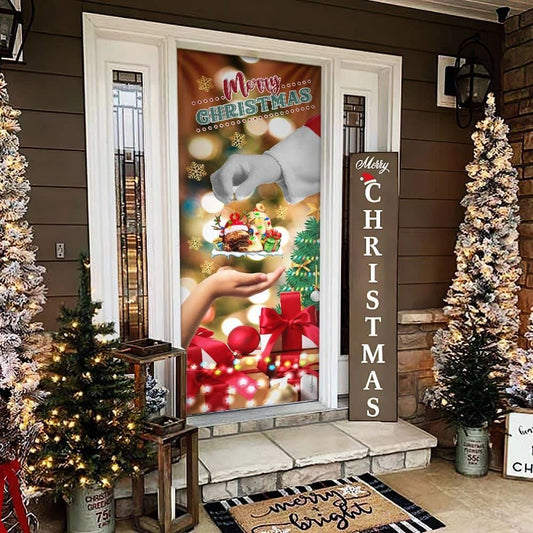 Give Pug Dog Door Cover, Christmas Door Cover, Christmas Garage Door Covers, Christmas Outdoor Decoration