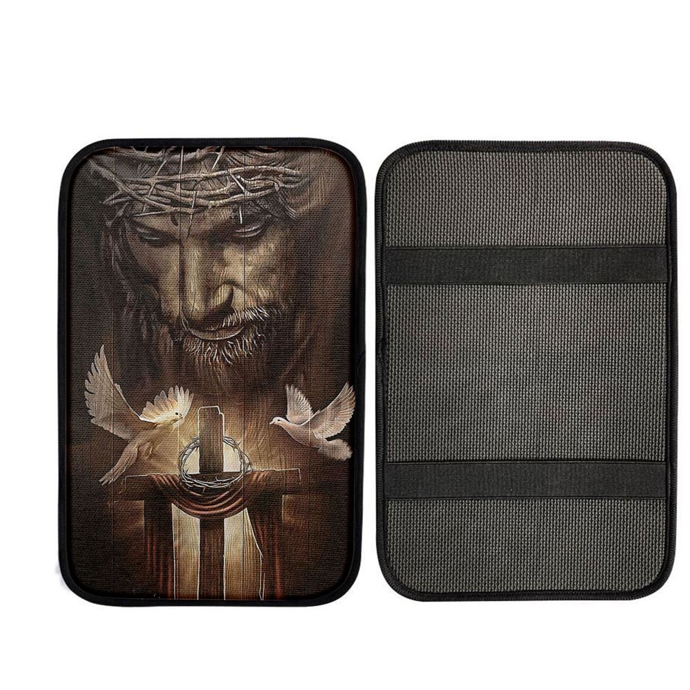 God And Doves Car Center Console Cover, Christian Car Accessories