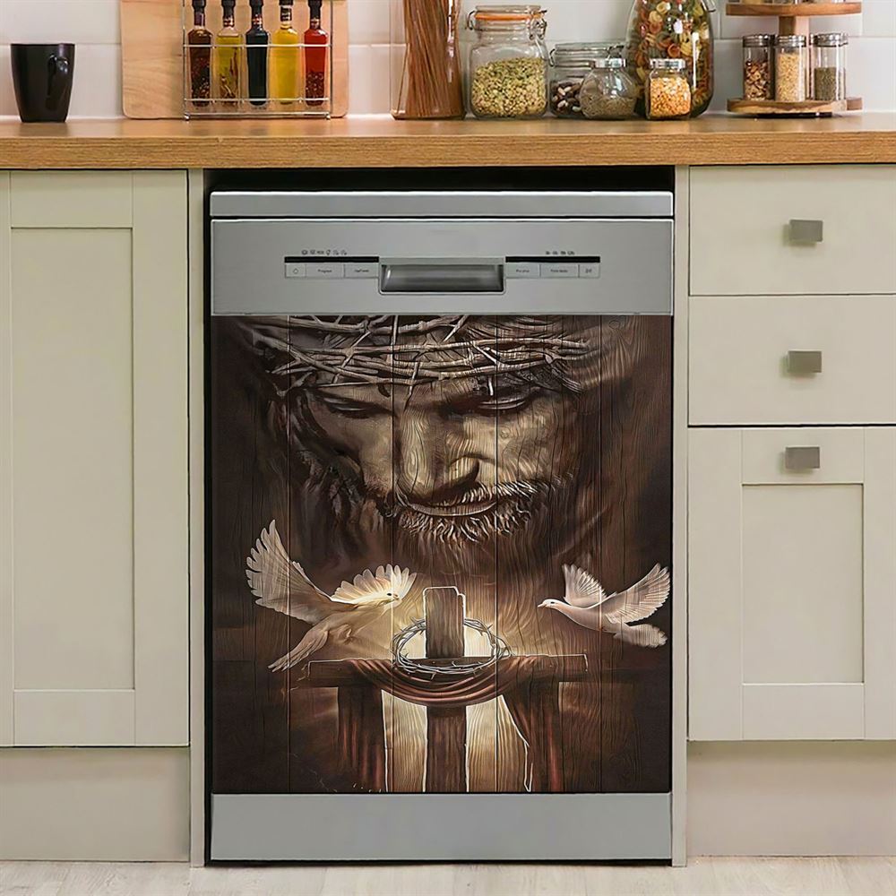 God And Doves Dishwasher Cover, Christian Dishwasher Stickers, Religious Kitchen Decor