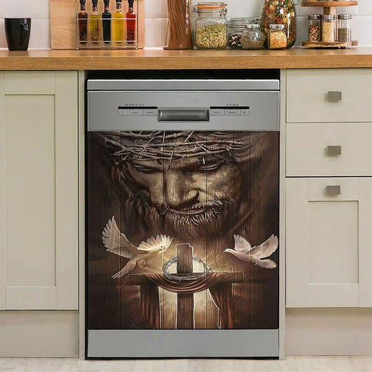 God And Doves Dishwasher Cover, Christian Dishwasher Stickers, Religious Kitchen Decor