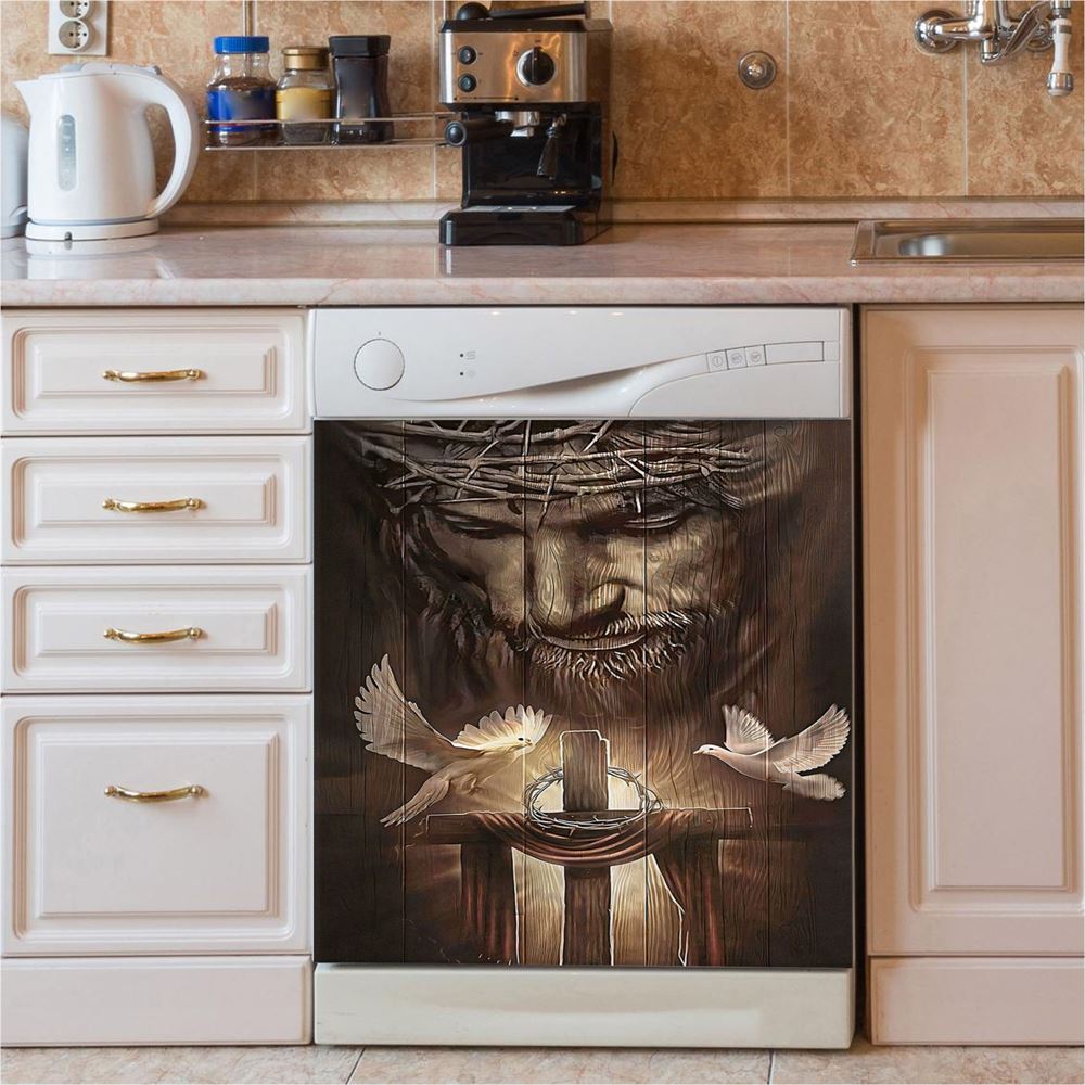 God And Doves Dishwasher Cover, Christian Dishwasher Stickers, Religious Kitchen Decor
