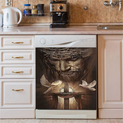 God And Doves Dishwasher Cover, Christian Dishwasher Stickers, Religious Kitchen Decor