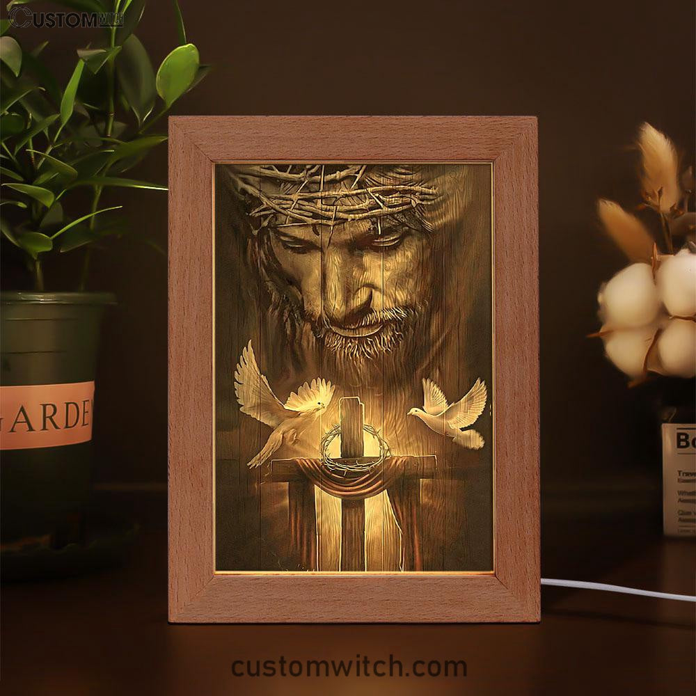 God And Doves Frame Lamp Art - Christian Frame Lamp - Religious Gifts Night Light