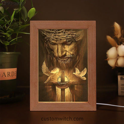 God And Doves Frame Lamp Art - Christian Frame Lamp - Religious Gifts Night Light
