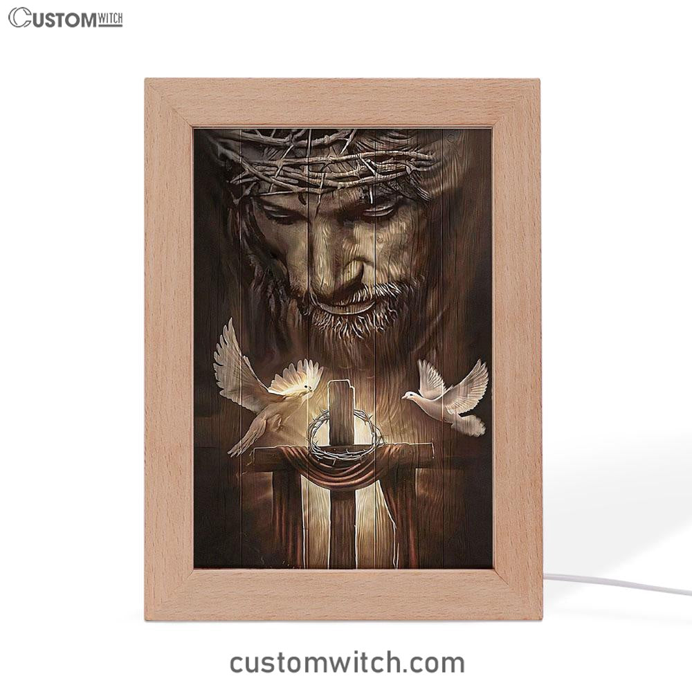God And Doves Frame Lamp Art - Christian Frame Lamp - Religious Gifts Night Light