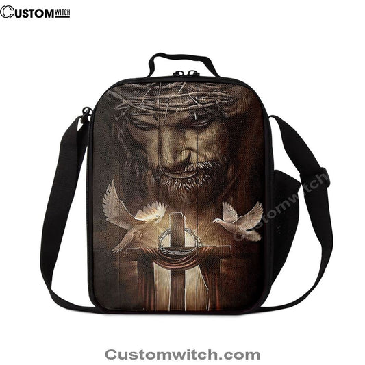 God And Doves Lunch Bag, Christian Lunch Bag, Religious Lunch Box For School, Picnic