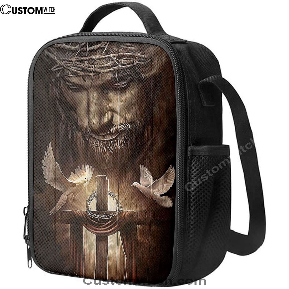 God And Doves Lunch Bag, Christian Lunch Bag, Religious Lunch Box For School, Picnic