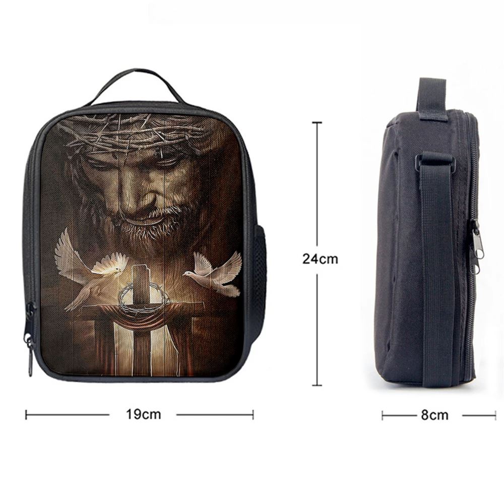 God And Doves Lunch Bag, Christian Lunch Bag, Religious Lunch Box For School, Picnic