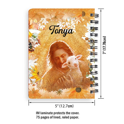 God And Lamb Faith Over Fear Personalized Sunflower Spiral Journal, Spiritual Gift Faith For Christians