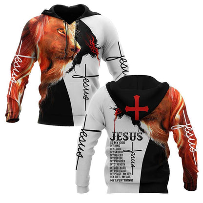 God And Lion Jesus Is My God Lion Is My Lord God 3D Hoodie For Man And Women, Jesus Printed 3D Hoodie