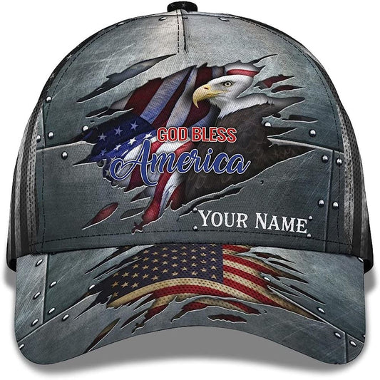 God Bless America Bald Eagle Patriotic Baseball Cap, Christian Baseball Cap, Religious Cap, Jesus Gift, Jesus Hat