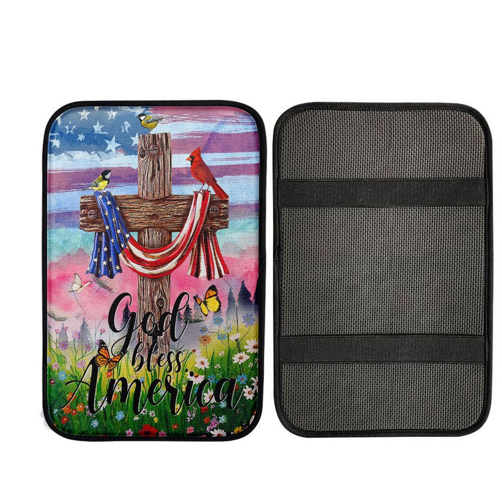 God Bless America Car Center Console Cover, Christian Car Accessories