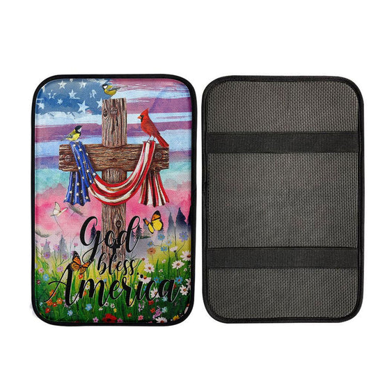 God Bless America Car Center Console Cover, Christian Car Accessories