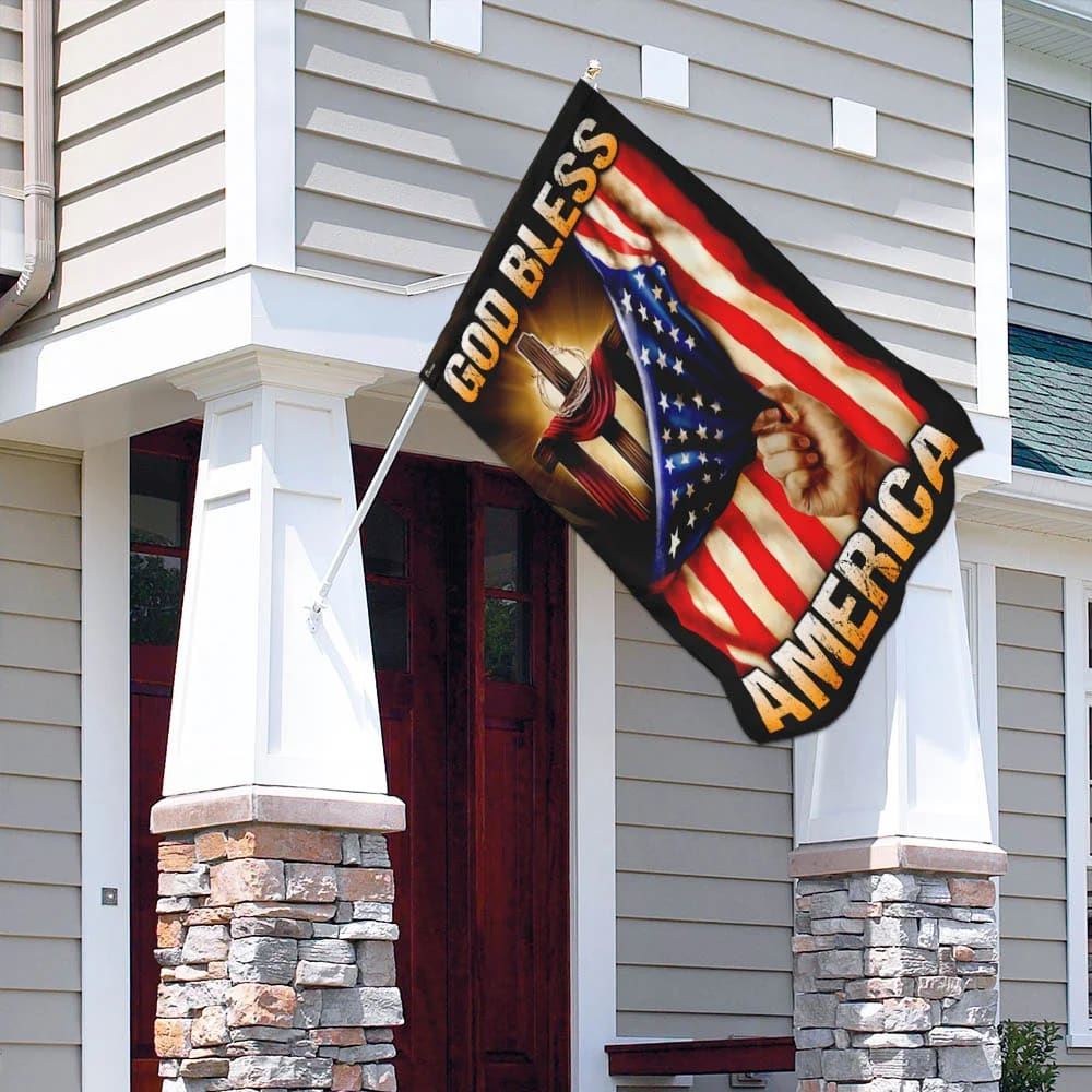 God Bless America Christian Cross Flag, Outdoor Christian House Flag, Christian Flag, Scripture Flag, Garden Banner