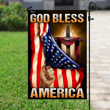 God Bless America Christian Cross Flag, Outdoor Christian House Flag, Christian Flag, Scripture Flag, Garden Banner