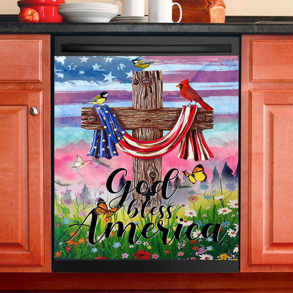 God Bless America Dishwasher Cover, Christian Dishwasher Stickers, Religious Kitchen Decor