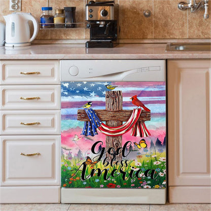 God Bless America Dishwasher Cover, Christian Dishwasher Stickers, Religious Kitchen Decor