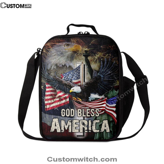 God Bless America Eagle Lunch Bag, Christian Lunch Bag, Religious Lunch Box For School, Picnic