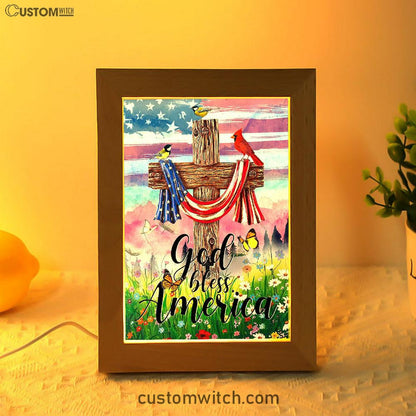 God Bless America Frame Lamp Art - Christian Frame Lamp - Religious Gifts Night Light