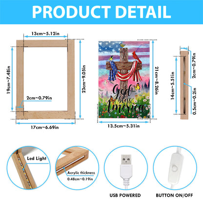 God Bless America Frame Lamp Art - Christian Frame Lamp - Religious Gifts Night Light