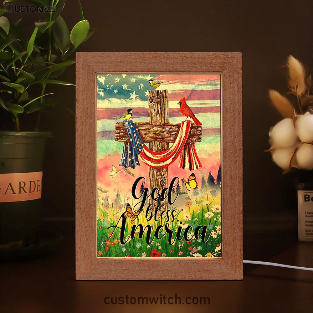 God Bless America Frame Lamp Art - Christian Frame Lamp - Religious Gifts Night Light