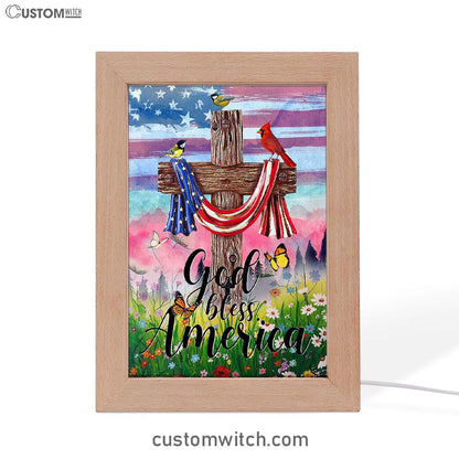 God Bless America Frame Lamp Art - Christian Frame Lamp - Religious Gifts Night Light