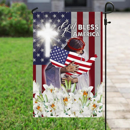 God Bless America Jesus And The Lilies Flag, Outdoor Christian House Flag, Christian Flag, Scripture Flag, Garden Banner