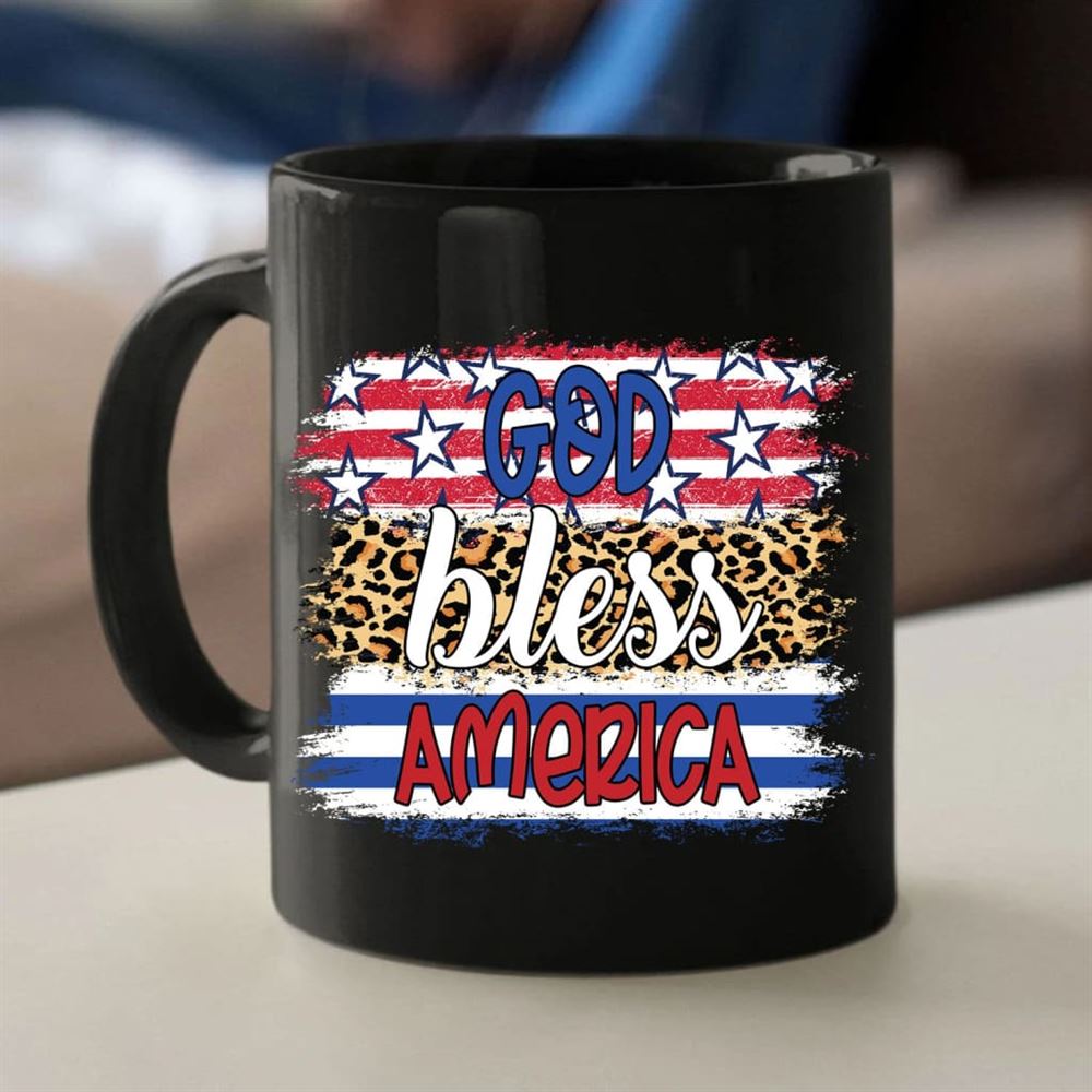 God Bless America Leopard Coffee Mug, Christian Mug, Bible Mug, Faith Gift, Encouragement Gift