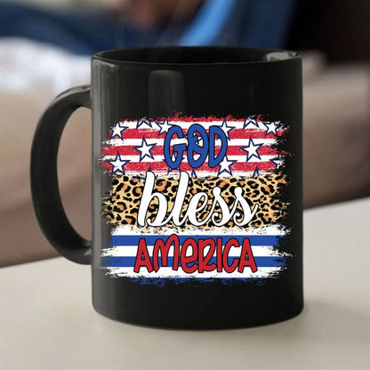 God Bless America Leopard Coffee Mug, Christian Mug, Bible Mug, Faith Gift, Encouragement Gift