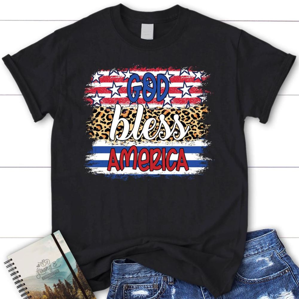 God Bless America Leopard T Shirt, Blessed T Shirt, Bible T shirt, T shirt Women