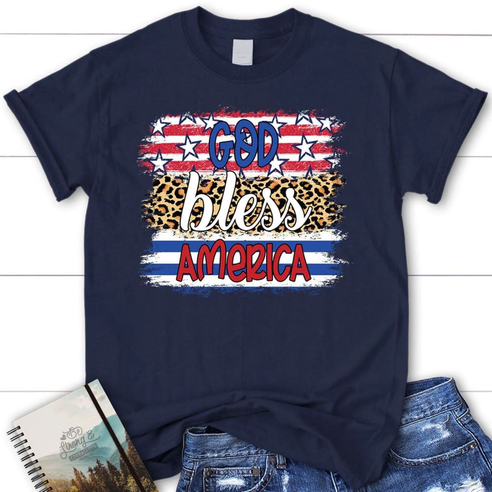 God Bless America Leopard T Shirt, Blessed T Shirt, Bible T shirt, T shirt Women