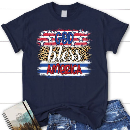 God Bless America Leopard T Shirt, Blessed T Shirt, Bible T shirt, T shirt Women