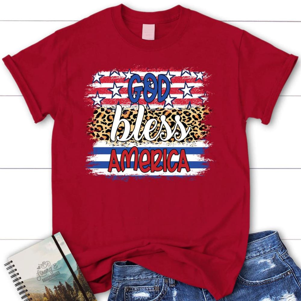 God Bless America Leopard T Shirt, Blessed T Shirt, Bible T shirt, T shirt Women