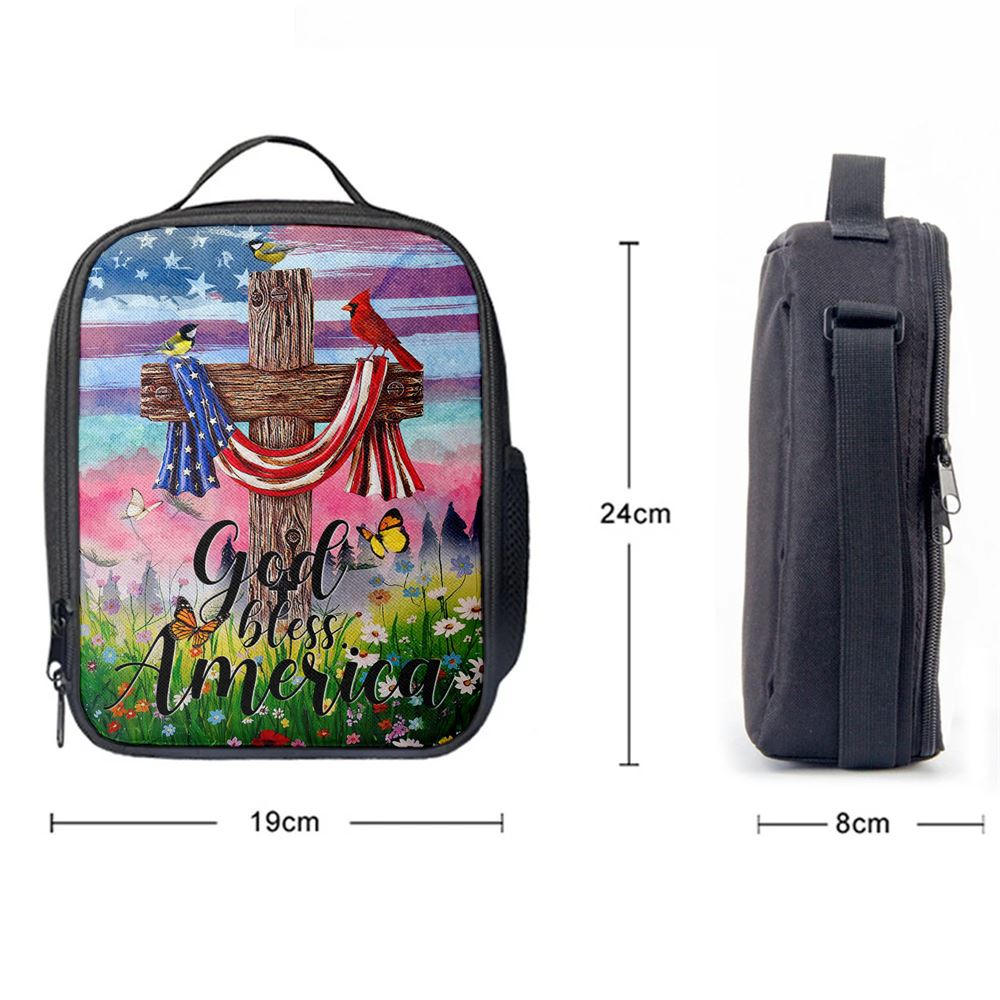 God Bless America Lunch Bag, Christian Lunch Bag, Religious Lunch Box For School, Picnic