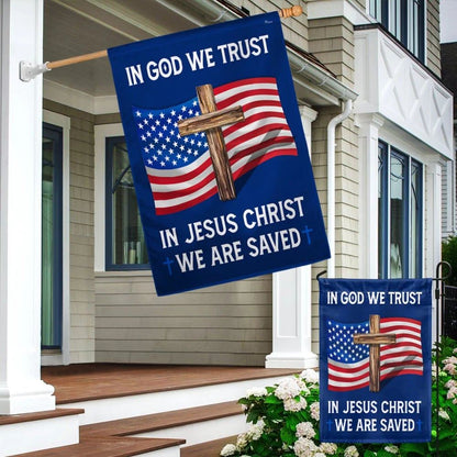 God Bless American Flag In God We Trust In Jesus Christ We Are Saved Flag, Outdoor Christian House Flag, Christian Flag, Scripture Flag, Garden Banner