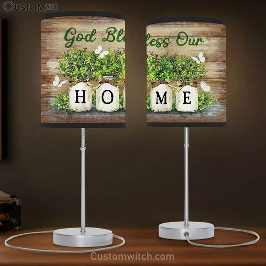 God Bless Our Home Baby Rubber Plant Vase White Butterfly Table Lamb Gift - Bible Verse Table Lamb - Religious Bedroom Decor