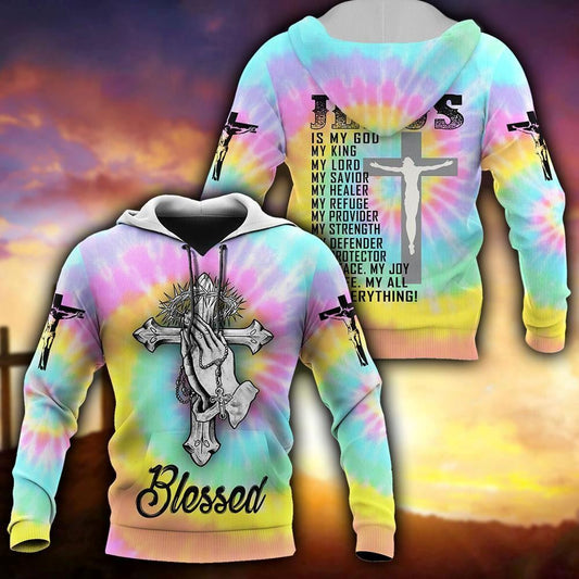 God Blesse Tie Dye Jesus Is My Provider God 3D Hoodie For Man And Women, Jesus Printed 3D Hoodie