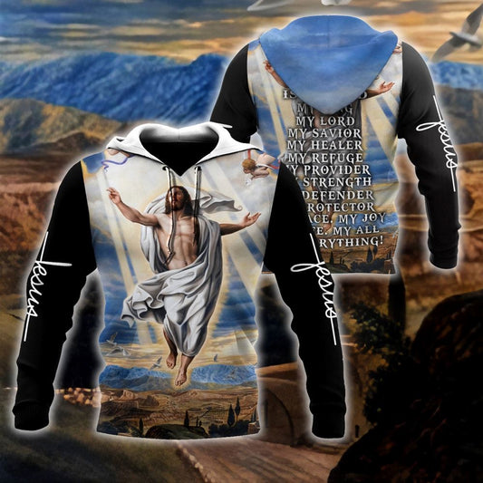 God Blessed Jesus Is My Savior My Healer My Refuge God 3D Hoodie For Man And Women, Jesus Printed 3D Hoodie